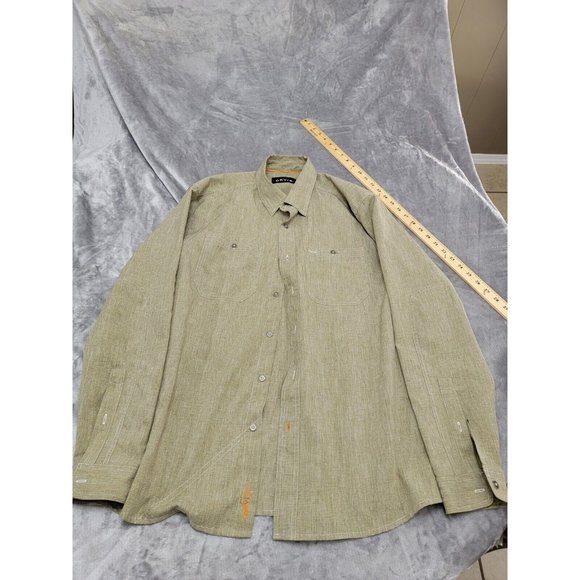 ORVIS Long Sleeve Button Down brown Shirt Mens Large RN#70534‎ Polyester outdoor - Picture 1 of 8